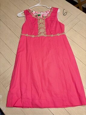 Lilly Pulitzer Hot Pink Sleeveless Embellished Shift Dress